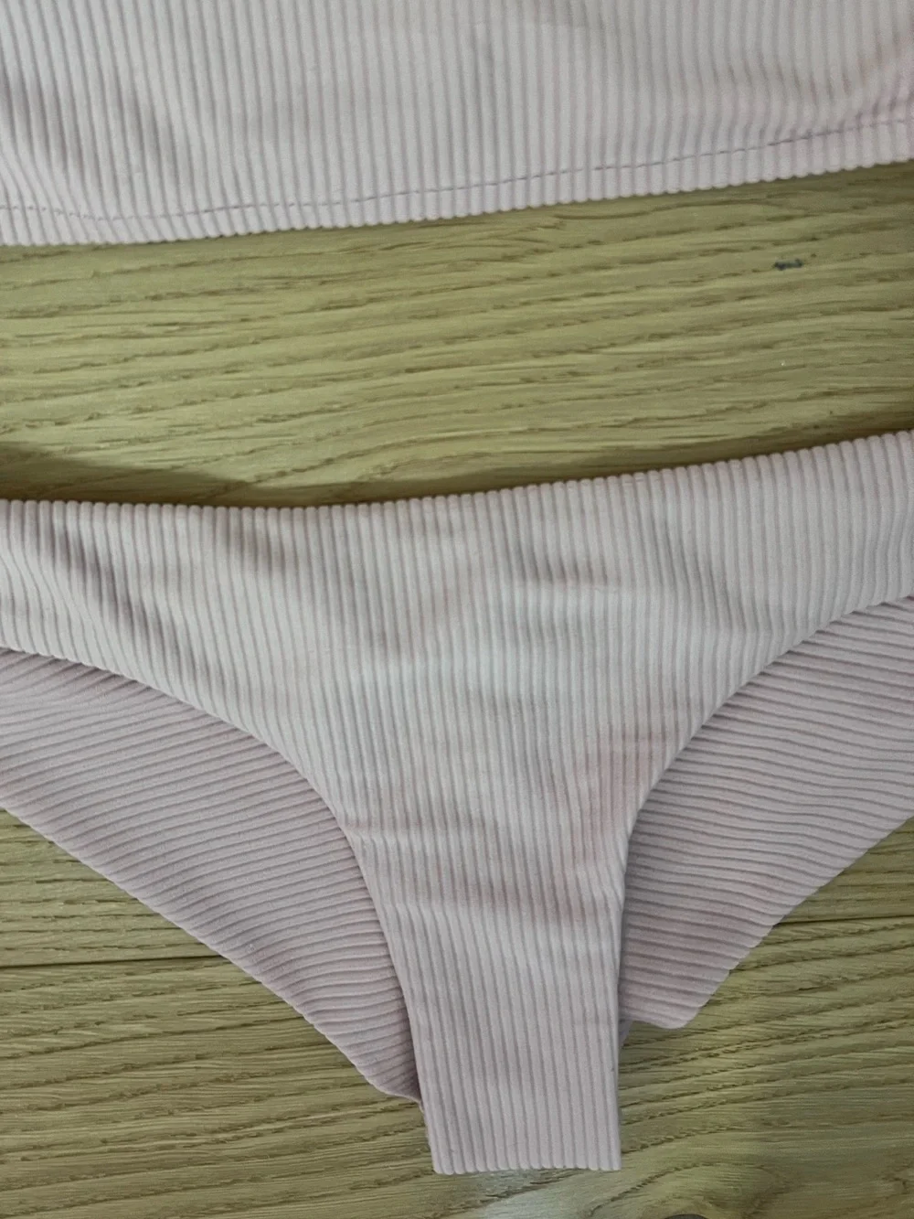 NEW! Frankie's Bikinis Pale Pink Ribbed One-Shoulder tiny Bikini S